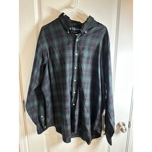 Ralph Lauren Classic Fit Green Plaid‎ Long Sleeve Button Down Shirt Men's